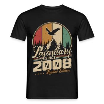 Cadeau d’anniversaire rétro vintage vintage 2008 - T-shirt homme - noir - Devant - AI Model Male 178 light (178cm)