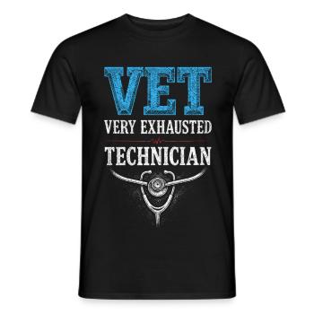 Veterinarian Veterinarian Very Exhausted Technician - Men's T-Shirt - black - Front - AI Model Male 178 light (178cm)
