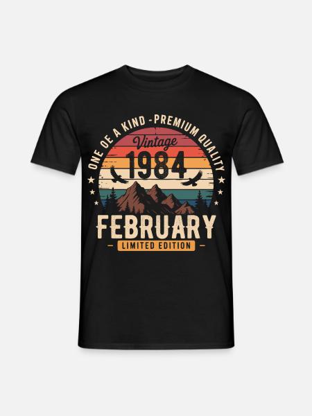Février 1984 Anniversaire Vintage Février 1984 - T-shirt homme - noir