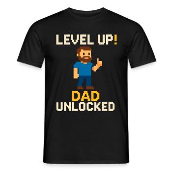 Level Dad Unlocked – Retro Pixel Art for Dads - Men's T-Shirt - black - Front - AI Model Male 178 light (178cm)