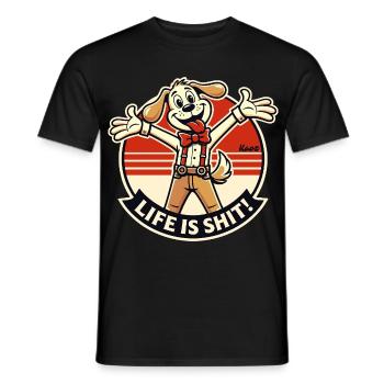 Retro Hund und das Leben ist schön - Männer T-Shirt - Schwarz - Vorne - AI Model Male 178 light (178cm)