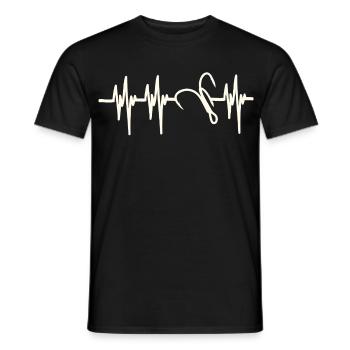 Heartbeat Angelhaken - Männer T-Shirt - Schwarz - Vorne - AI Model Male 178 light (178cm)