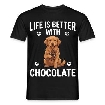 Life Is Better With Chocolate Hund Motiv - Männer T-Shirt - Schwarz - Vorne - AI Model Male 178 light (178cm)