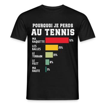 Tennis Pourquoi Je Perds Au Tennis  - T-shirt homme - noir - Devant - AI Model Male 178 light (178cm)