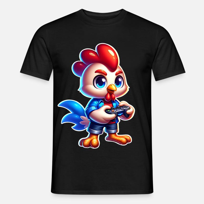 Gaming Chicken with Controller - Men’s T-shirt - black