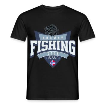 Norwegen Angeltour 2026 - Männer T-Shirt - Schwarz - Vorne - AI Model Male 178 light (178cm)
