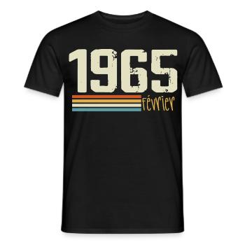 Février 1965 - Février 1965 Anniversaire 1965 - T-shirt homme - noir - Devant - AI Model Male 178 light (178cm)