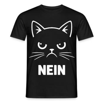 Nein Katzenkopf Illustration - Männer T-Shirt - Schwarz - Vorne - AI Model Male 178 light (178cm)