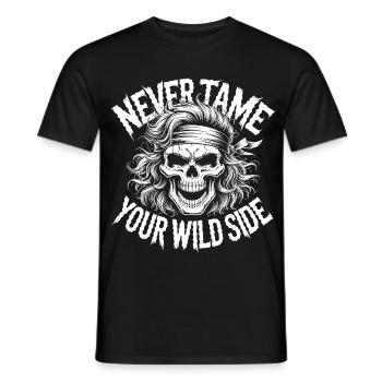Conception du crâne du côté sauvage - T-shirt homme - noir - Devant - AI Model Male 178 light (178cm)