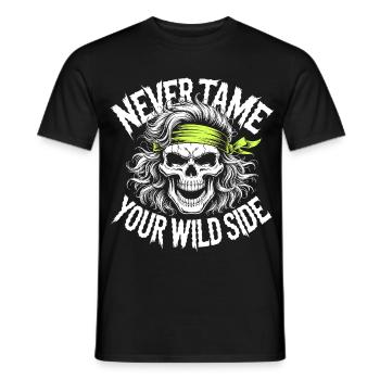 Neon Skull Rebel Bandana Art - Männer T-Shirt - Schwarz - Vorne - AI Model Male 178 light (178cm)