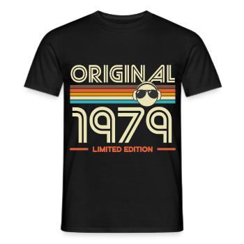 Originales Retro-T-Shirt der Ausgabe von 1979 - Männer T-Shirt - Schwarz - Vorne - AI Model Male 178 light (178cm)