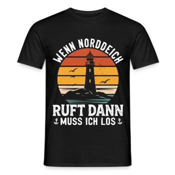 NORTH SEA HOLIDAY WHEN NORDDEICH CALLS I HAVE TO GO - Men's T-Shirt - black - Front - AI Model Male 178 light (178cm)