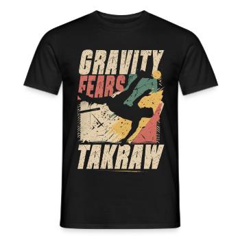 Sepak Takraw Gravity Fears Takraw - Men's T-Shirt - black - Front - AI Model Male 178 light (178cm)