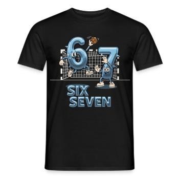 67 Six Seven Y3K Handball Gift - Men's T-Shirt - black - Front - AI Model Male 178 light (178cm)