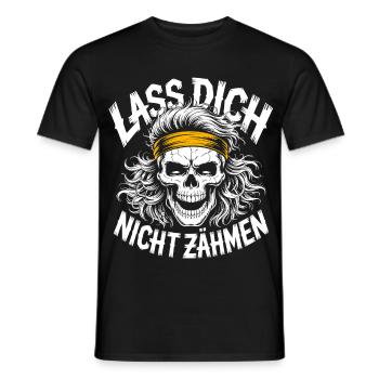 Skull with headband rebel look - Men's T-Shirt - black - Front - AI Model Male 178 light (178cm)