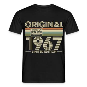 Originales Vintage-Erbstück von 1967 - Männer T-Shirt - Schwarz - Vorne - AI Model Male 178 light (178cm)