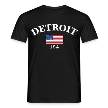 Detroit, États-Unis - T-shirt homme - noir - Devant - AI Model Male 178 light (178cm)