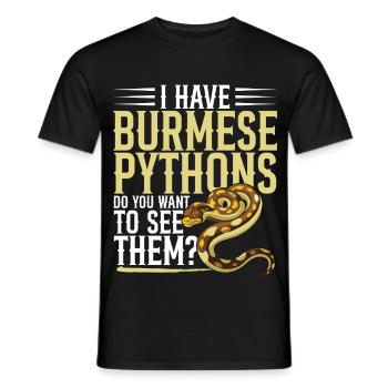 Burmesische Python HDE Schlangen-Stofftier-Reptil - Männer T-Shirt - Schwarz - Vorne - AI Model Male 178 light (178cm)