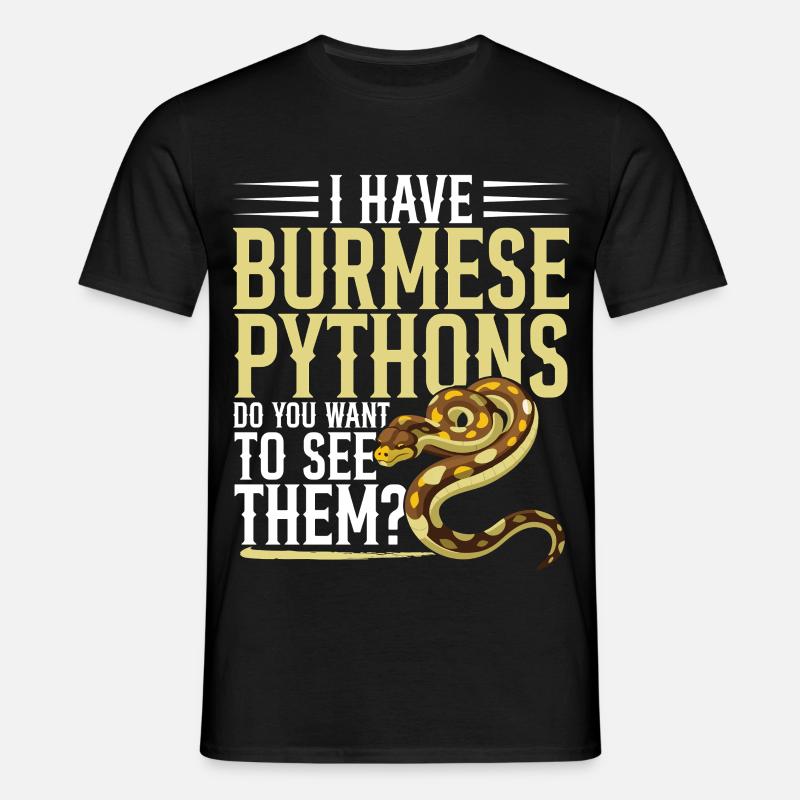 Burmesische Python HDE Schlangen-Stofftier-Reptil - Männer T-Shirt - Schwarz
