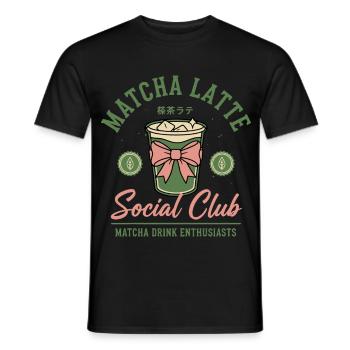Matcha Latte Social Club Matcha Drink Enthusiasts - Men's T-Shirt - black - Front - AI Model Male 178 light (178cm)