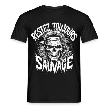 Crâne Sauvage Révolté - T-shirt homme - noir - Devant - AI Model Male 178 light (178cm)