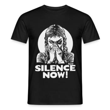 Silence maintenant Emblème du visage - T-shirt homme - noir - Devant - AI Model Male 178 light (178cm)