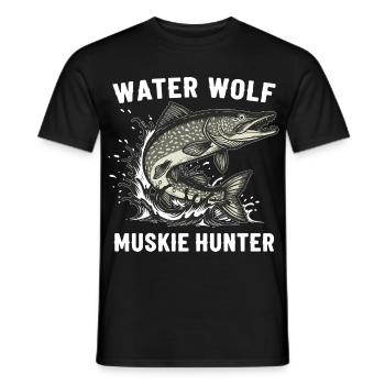 Angeln auf Flusswolfsfisch Aquatic Muskie - Männer T-Shirt - Schwarz - Vorne - AI Model Male 178 light (178cm)