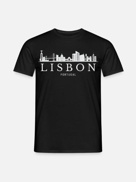 Lissabon Skyline, Lissabon Souvenir - Männer T-Shirt - Schwarz