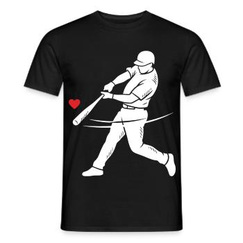 Baseball Batter Silhouette Heart - Men's T-Shirt - black - Front - AI Model Male 178 light (178cm)