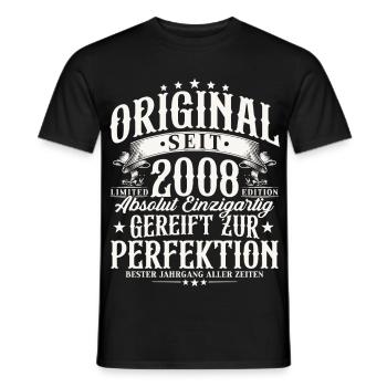 Cadeau vintage 18 anniversaires vintage 2008 - T-shirt homme - noir - Devant - AI Model Male 178 light (178cm)