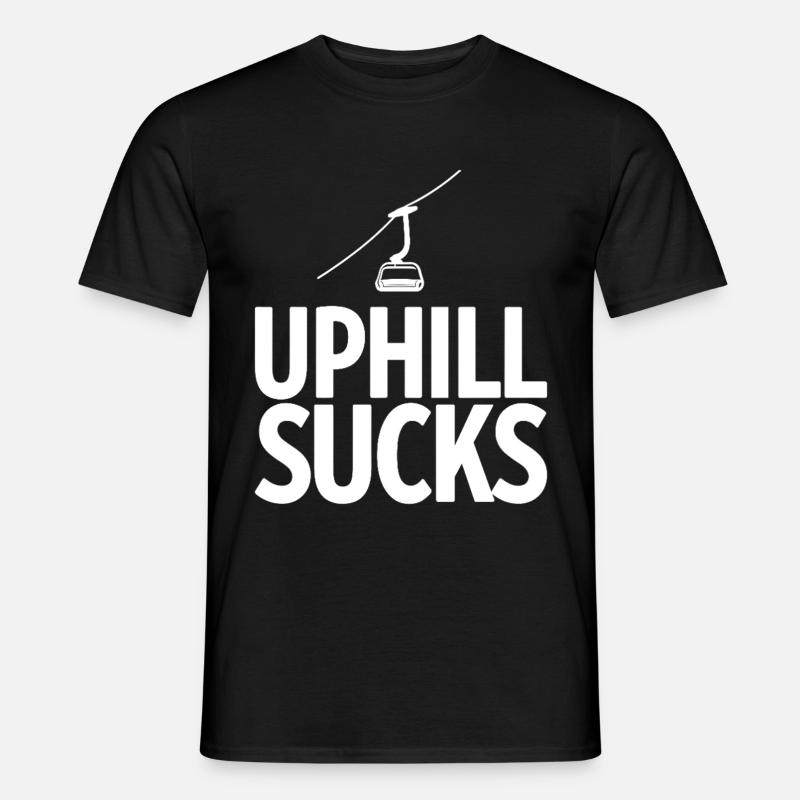 Uphill Sucks Sessellift Wintersport Statement - Männer T-Shirt - Schwarz