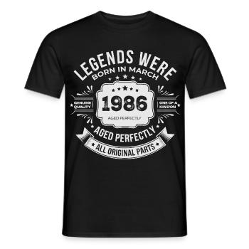 March 1986 Birthday 1986 Legends Mars - Men's T-Shirt - black - Front - AI Model Male 178 light (178cm)