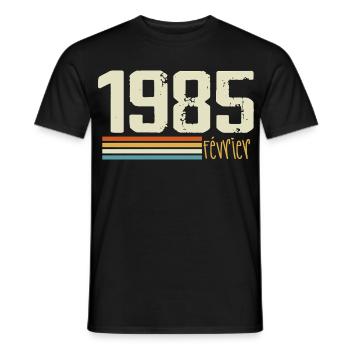 February 1985 - February 1985 Anniversary 1985 - Men's T-Shirt - black - Front - AI Model Male 178 light (178cm)