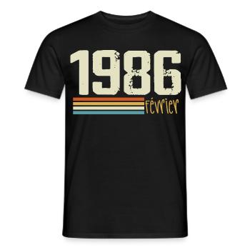 February 1986 - February 1986 Anniversary 1986 - Men's T-Shirt - black - Front - AI Model Male 178 light (178cm)