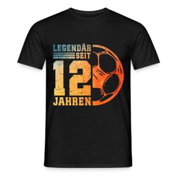 12e anniversaire 12 ans Football des enfants - T-shirt homme - noir - Devant - AI Model Male 178 light (178cm)