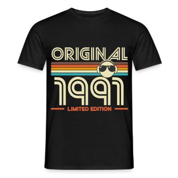 Originale limitierte Edition von 1991 - Männer T-Shirt - Schwarz - Vorne - AI Model Male 178 light (178cm)