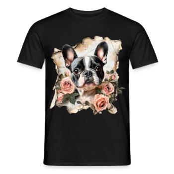French Bulldog - Men's T-Shirt - black - Front - AI Model Male 178 light (178cm)
