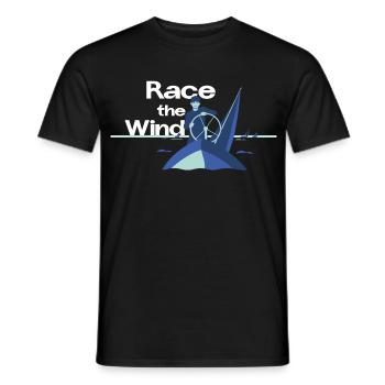 Race the Wind – Regatta Crew Sail Saying - Men's T-Shirt - black - Front - AI Model Male 178 light (178cm)