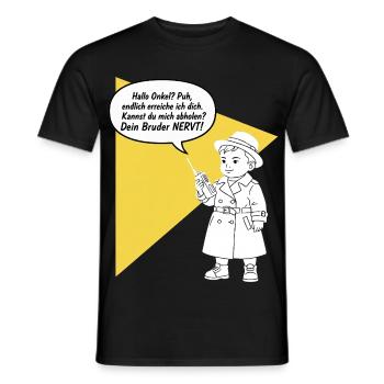 Bonjour oncle - tu décroches ? Ton frère est drôle, agaçant - T-shirt homme - noir - Devant - AI Model Male 178 light (178cm)