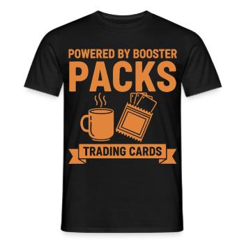 Powered By Booster Packs Trading Cards Collector - Men's T-Shirt - black - Front - AI Model Male 178 light (178cm)