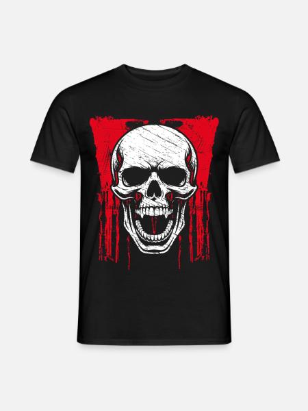 Rotes Grunge Schädel Motiv - Männer T-Shirt - Schwarz