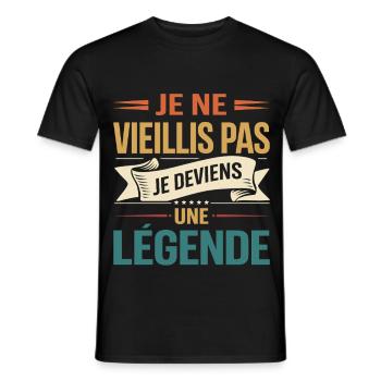 I don't get old, I become a legend, gift - Men's T-Shirt - black - Front - AI Model Male 178 light (178cm)