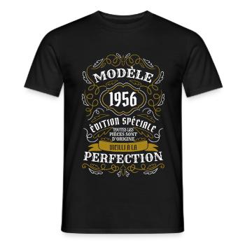 MODELE4Model 1956 Sonderedition bis zum P gealtert - Männer T-Shirt - Schwarz - Vorne - AI Model Male 178 light (178cm)