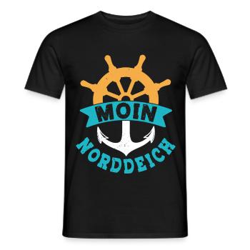 North Sea Holiday MOIN NORDDEICH Funny - Men's T-Shirt - black - Front - AI Model Male 178 light (178cm)