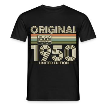Originale limitierte Retro-Kassette von 1950 - Männer T-Shirt - Schwarz - Vorne - AI Model Male 178 light (178cm)