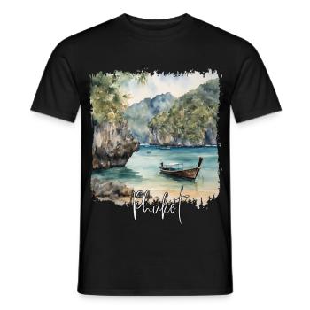 Phuket Watercolor, Phuket Thailand - Men's T-Shirt - black - Front - AI Model Male 178 light (178cm)