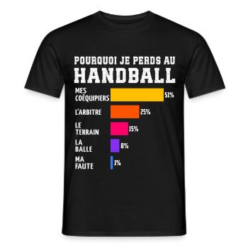 Pourquoi Je Perds Au handball  - T-shirt homme - noir - Devant - AI Model Male 178 light (178cm)