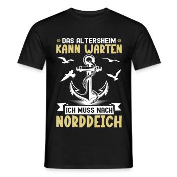 Opa ALTERSHEIM KANN WARTEN MUSS NACH NORDDEICH - Männer T-Shirt - Schwarz - Vorne - AI Model Male 178 light (178cm)