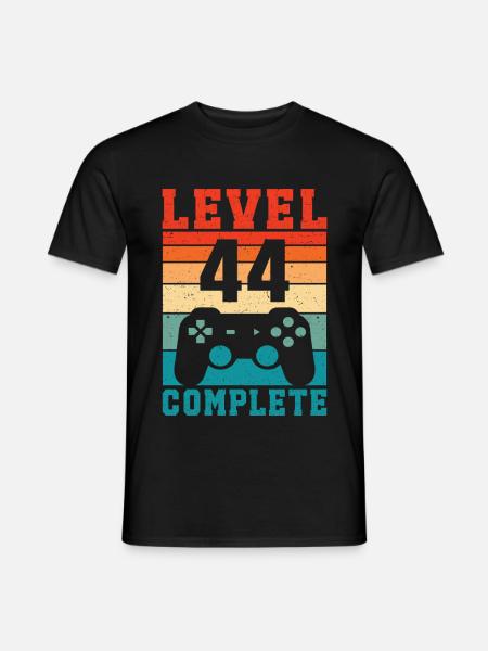 44. Geburtstag Level 44 Complete 44 Jahre Gamer - Männer T-Shirt - Schwarz