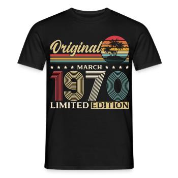 56th Birthday Gift Husband Wife March 1970 - Men's T-Shirt - black - Front - AI Model Male 178 light (178cm)